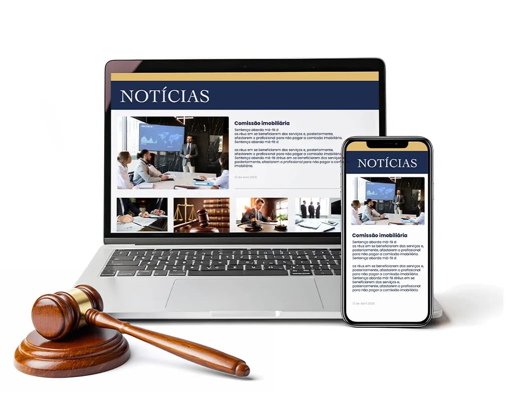 Dispositivos exibindo notícias do escritório