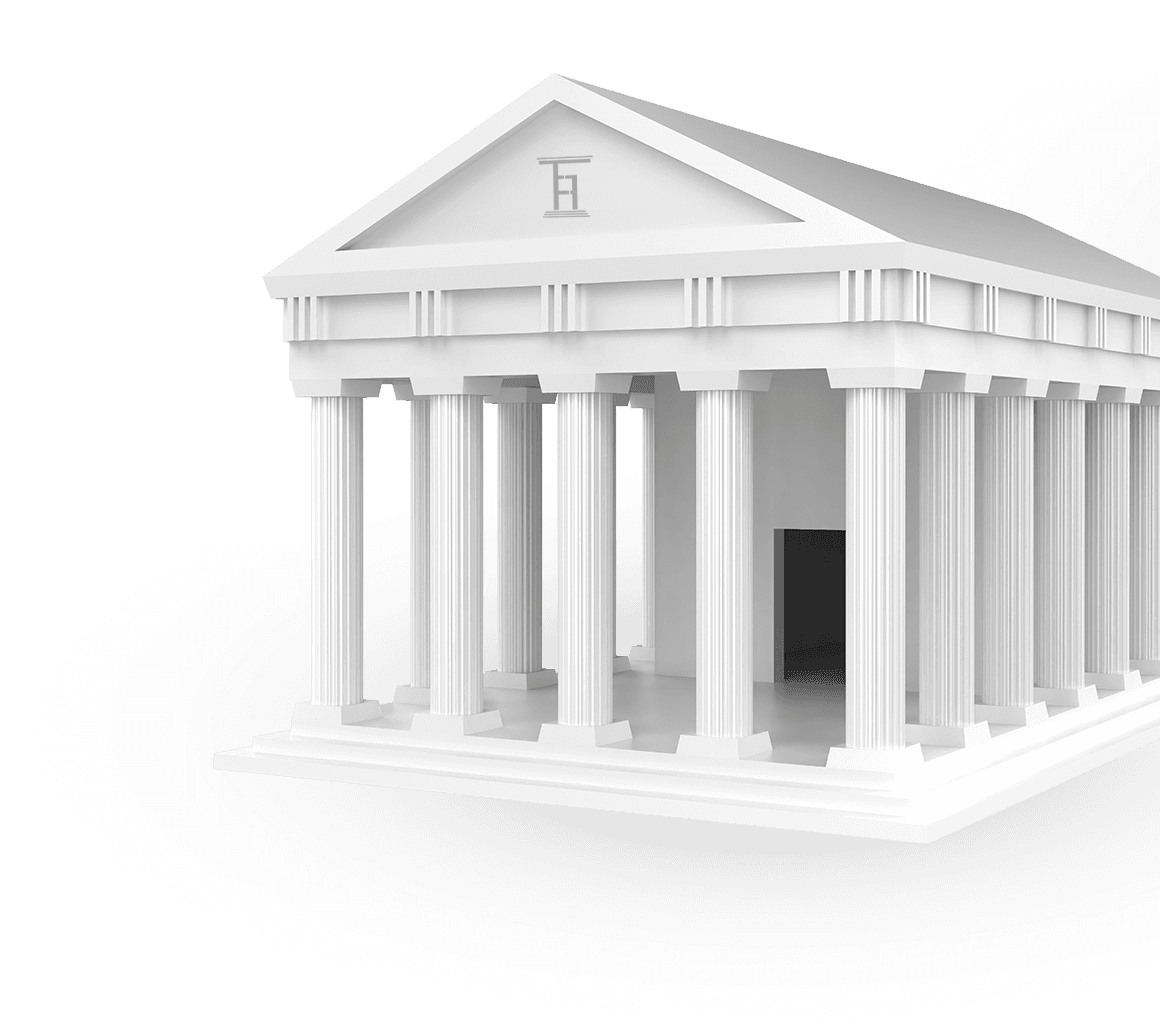 Ilustração de templo grego clássico, símbolo da tradição jurídica